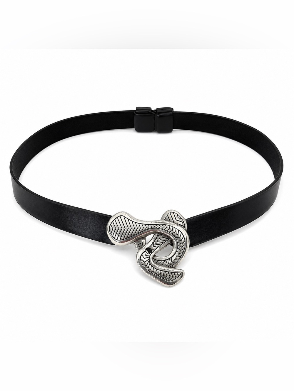 Adjustable Chicos Silver Snake Buckle Belt Statement Abstract‎ Off the Hip
